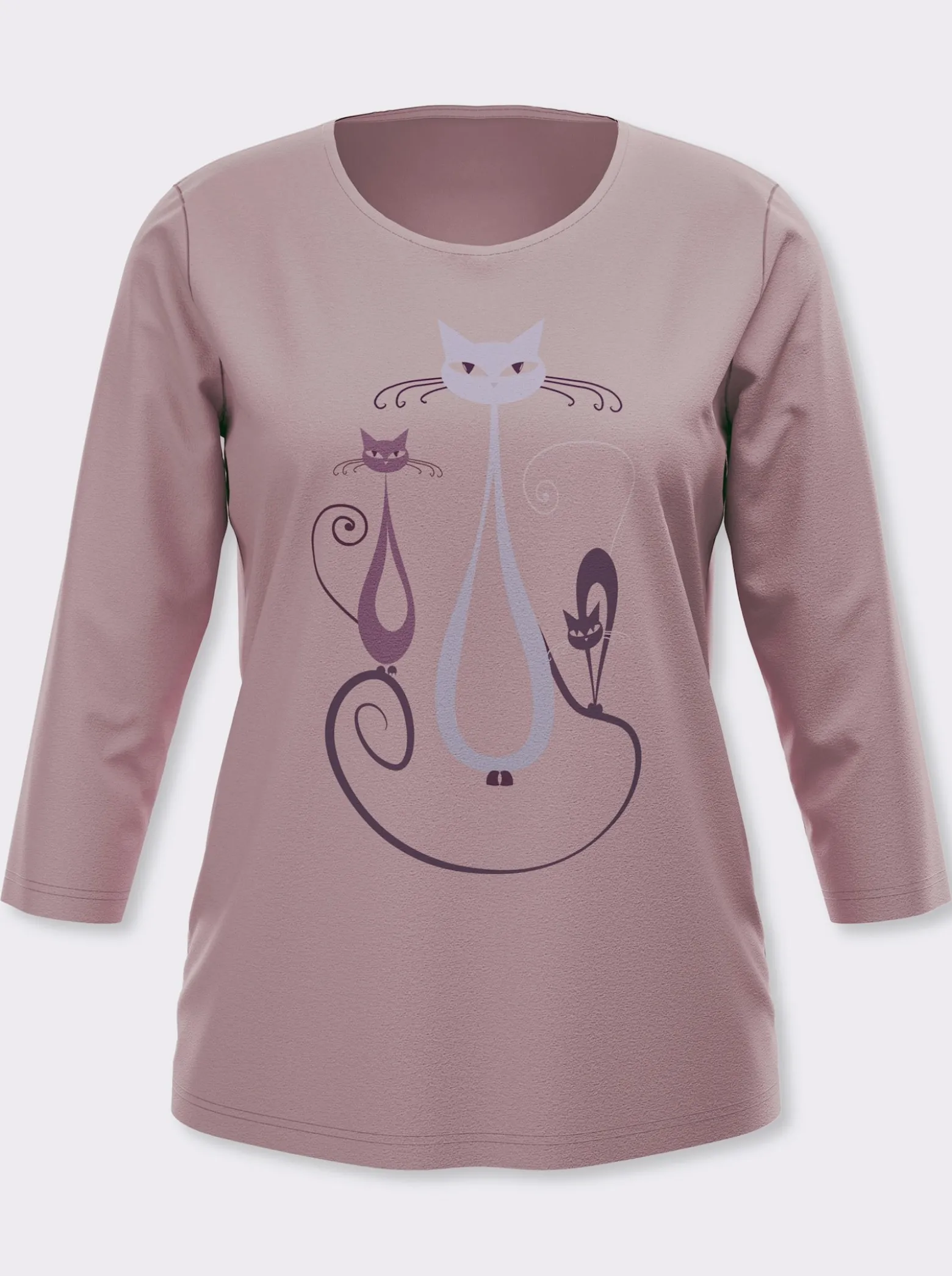 3/4-Arm-Shirt mit Katzen-Druck