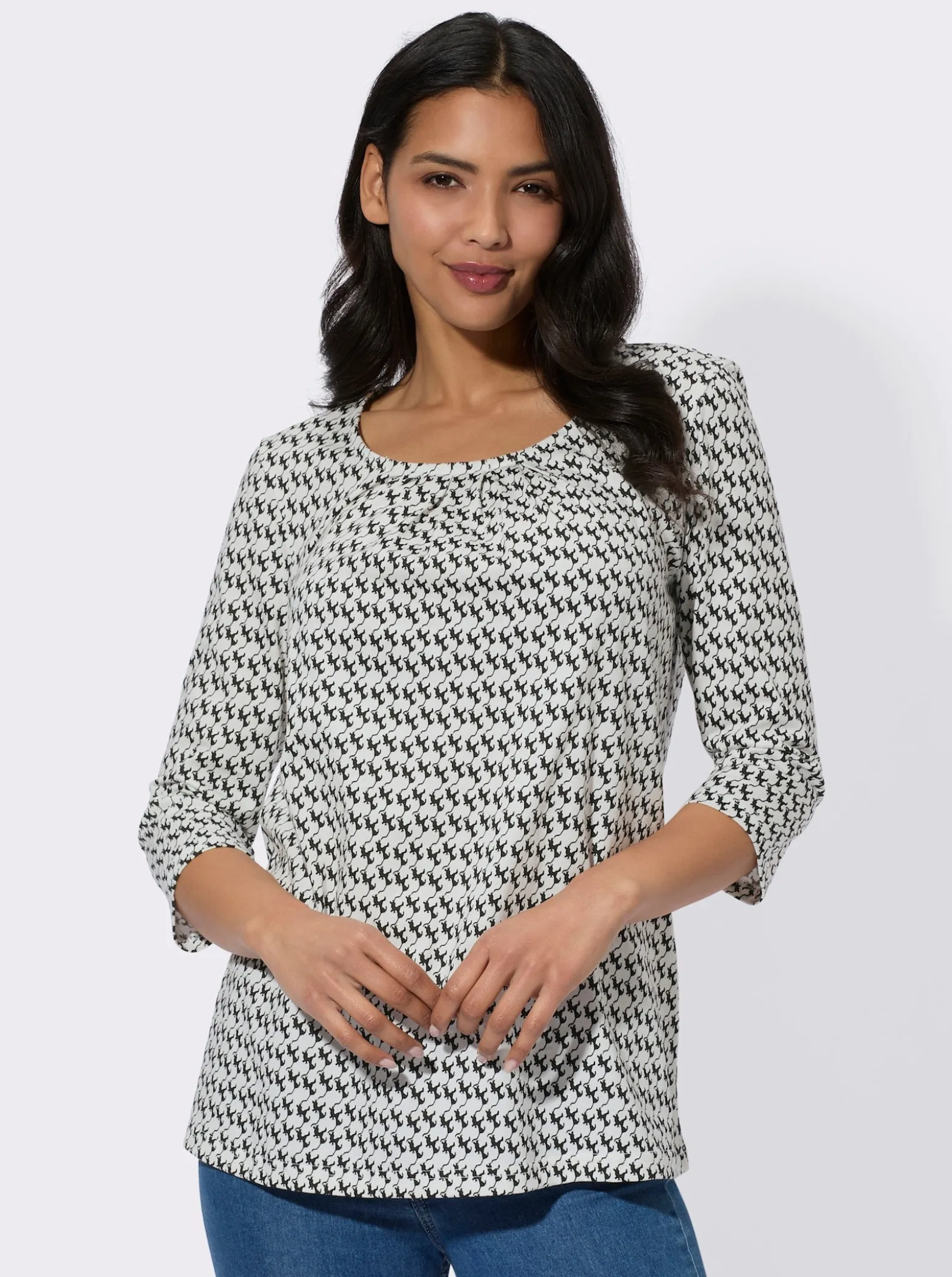 3/4-Arm-Shirt mit Katzen-Druck