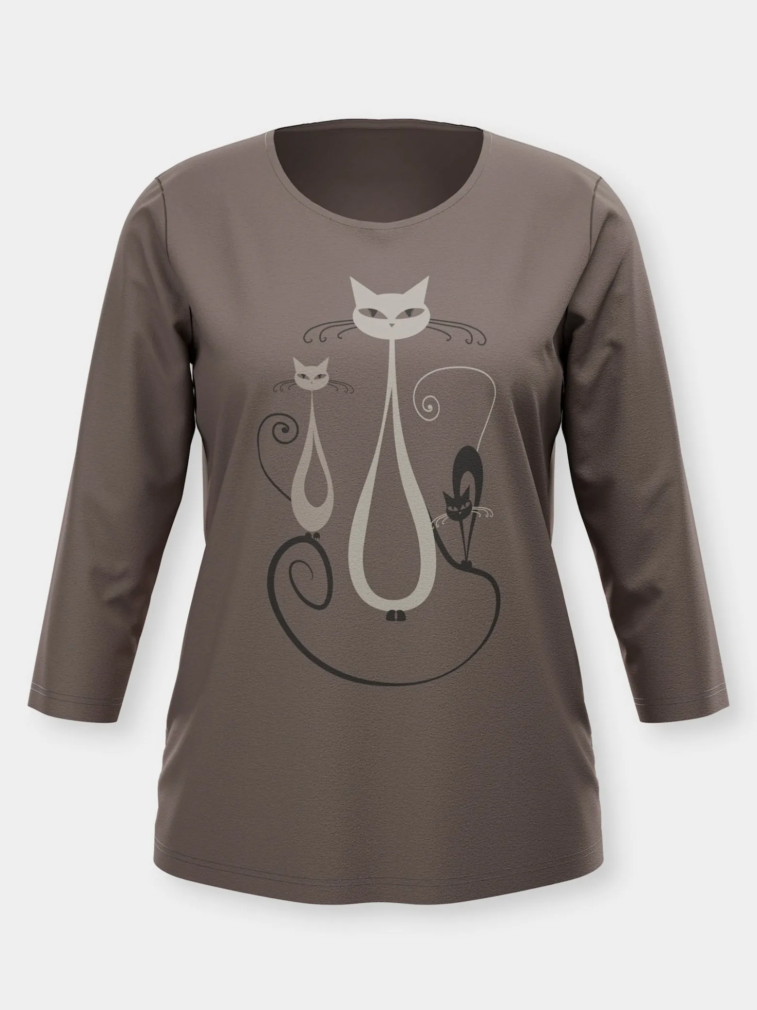3/4-Arm-Shirt mit Katzen-Druck
