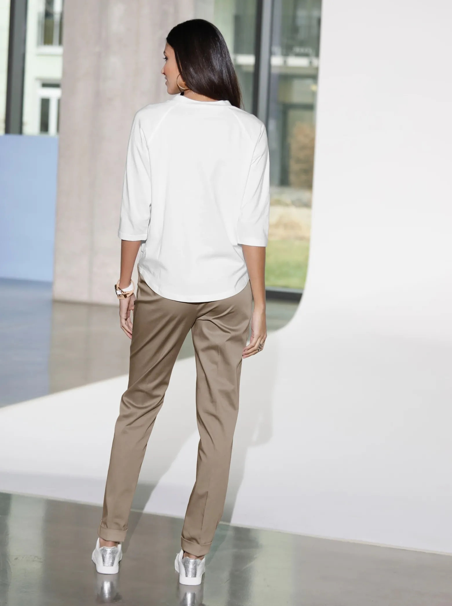 3/4-Arm-Shirt mit Kelchkragen
