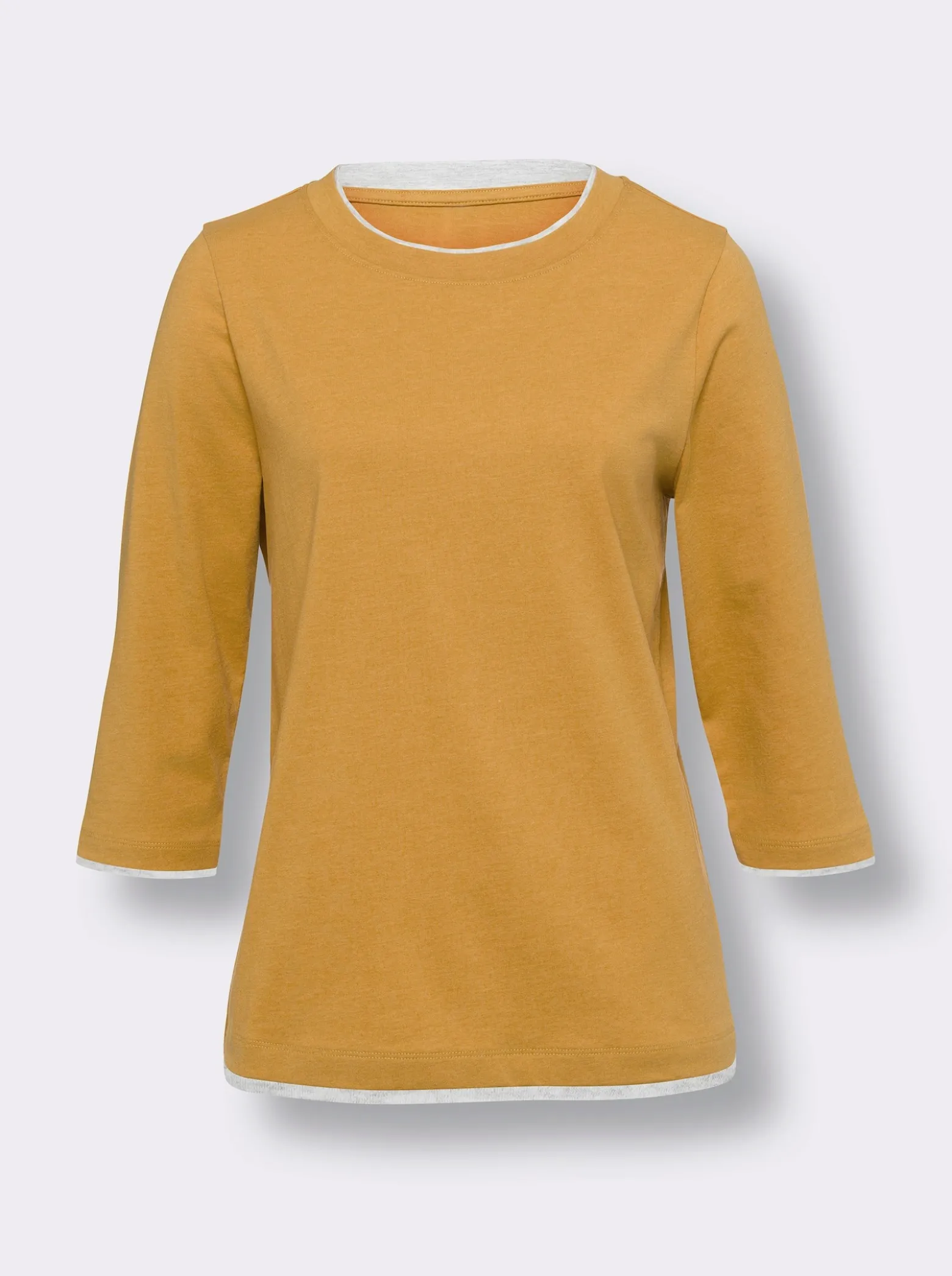 3/4-Arm-Shirt mit Kontrast-Blenden