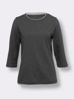 3/4-Arm-Shirt mit Kontrast-Blenden