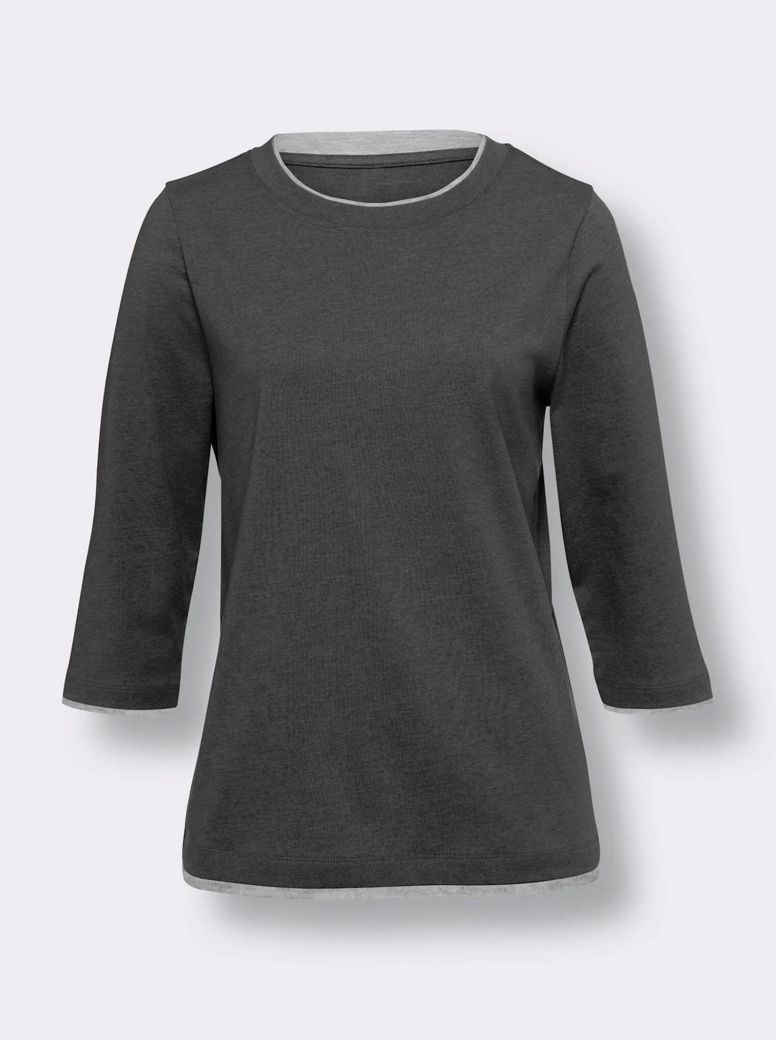 3/4-Arm-Shirt mit Kontrast-Blenden