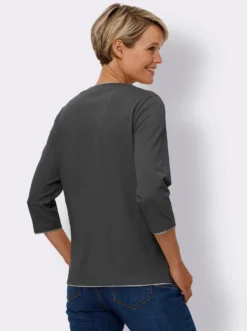 3/4-Arm-Shirt mit Kontrast-Blenden