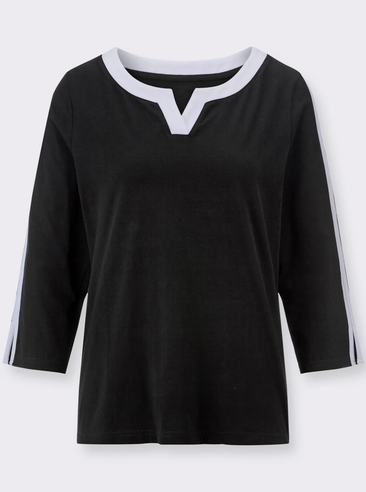 3/4-Arm-Shirt mit kontrastfarbenen Details