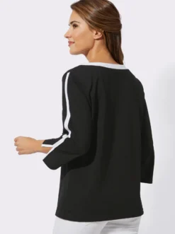 3/4-Arm-Shirt mit kontrastfarbenen Details