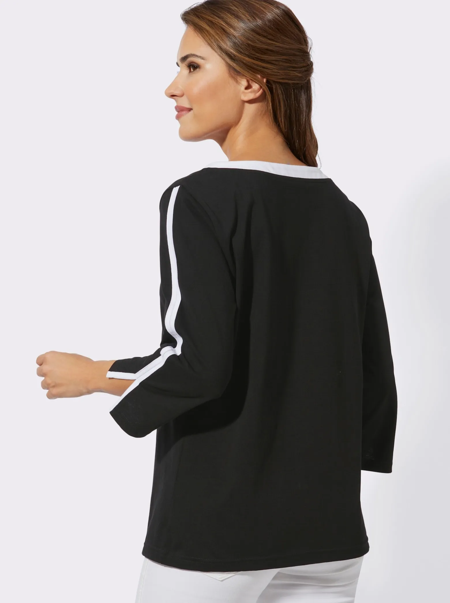 3/4-Arm-Shirt mit kontrastfarbenen Details