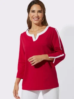 3/4-Arm-Shirt mit kontrastfarbenen Details