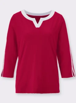 3/4-Arm-Shirt mit kontrastfarbenen Details