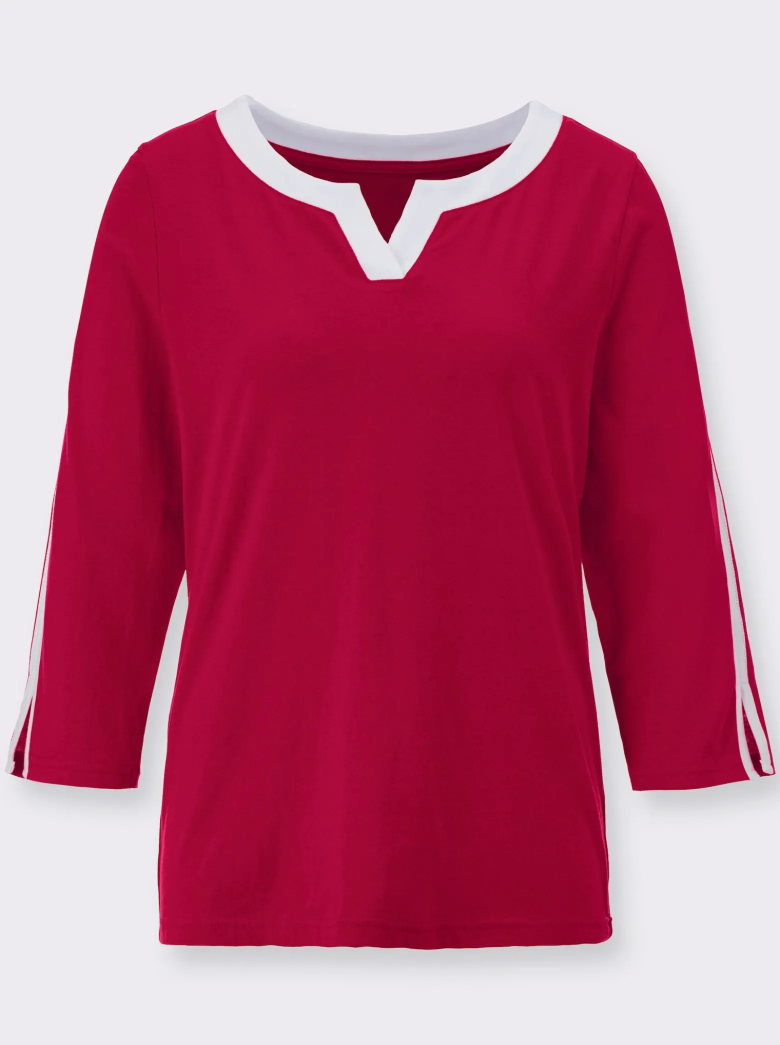 3/4-Arm-Shirt mit kontrastfarbenen Details