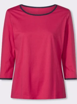 3/4-Arm-Shirt mit Kontrastpaspeln