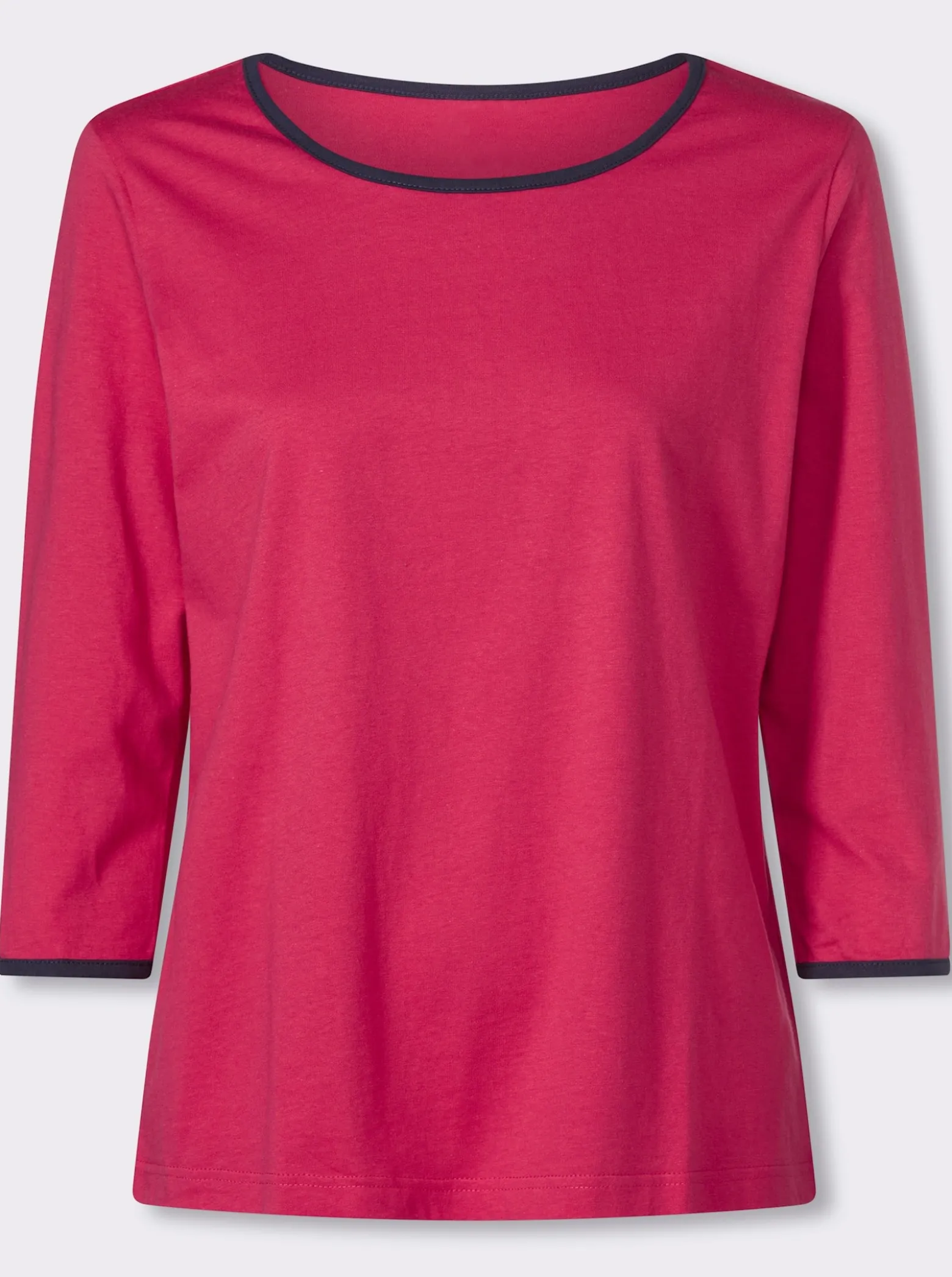 3/4-Arm-Shirt mit Kontrastpaspeln