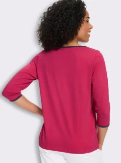 3/4-Arm-Shirt mit Kontrastpaspeln