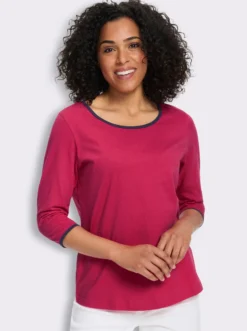 3/4-Arm-Shirt mit Kontrastpaspeln