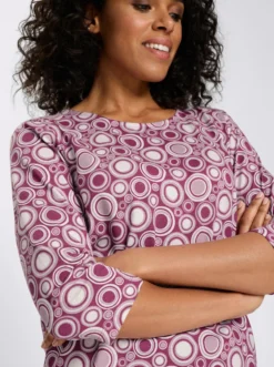 3/4-Arm-Shirt mit Kreise-Muster, Baumwolle
