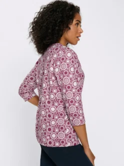3/4-Arm-Shirt mit Kreise-Muster, Baumwolle