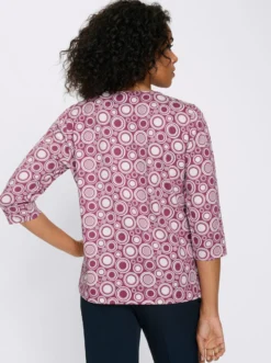 3/4-Arm-Shirt mit Kreise-Muster, Baumwolle
