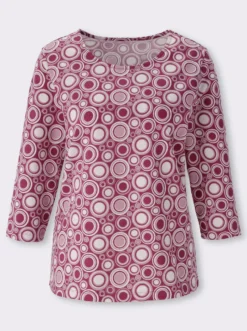 3/4-Arm-Shirt mit Kreise-Muster, Baumwolle