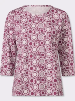 3/4-Arm-Shirt mit Kreise-Muster, Baumwolle