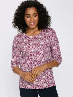 3/4-Arm-Shirt mit Kreise-Muster, Baumwolle