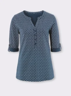 3/4-Arm-Shirt mit krempelbaren Ärmeln