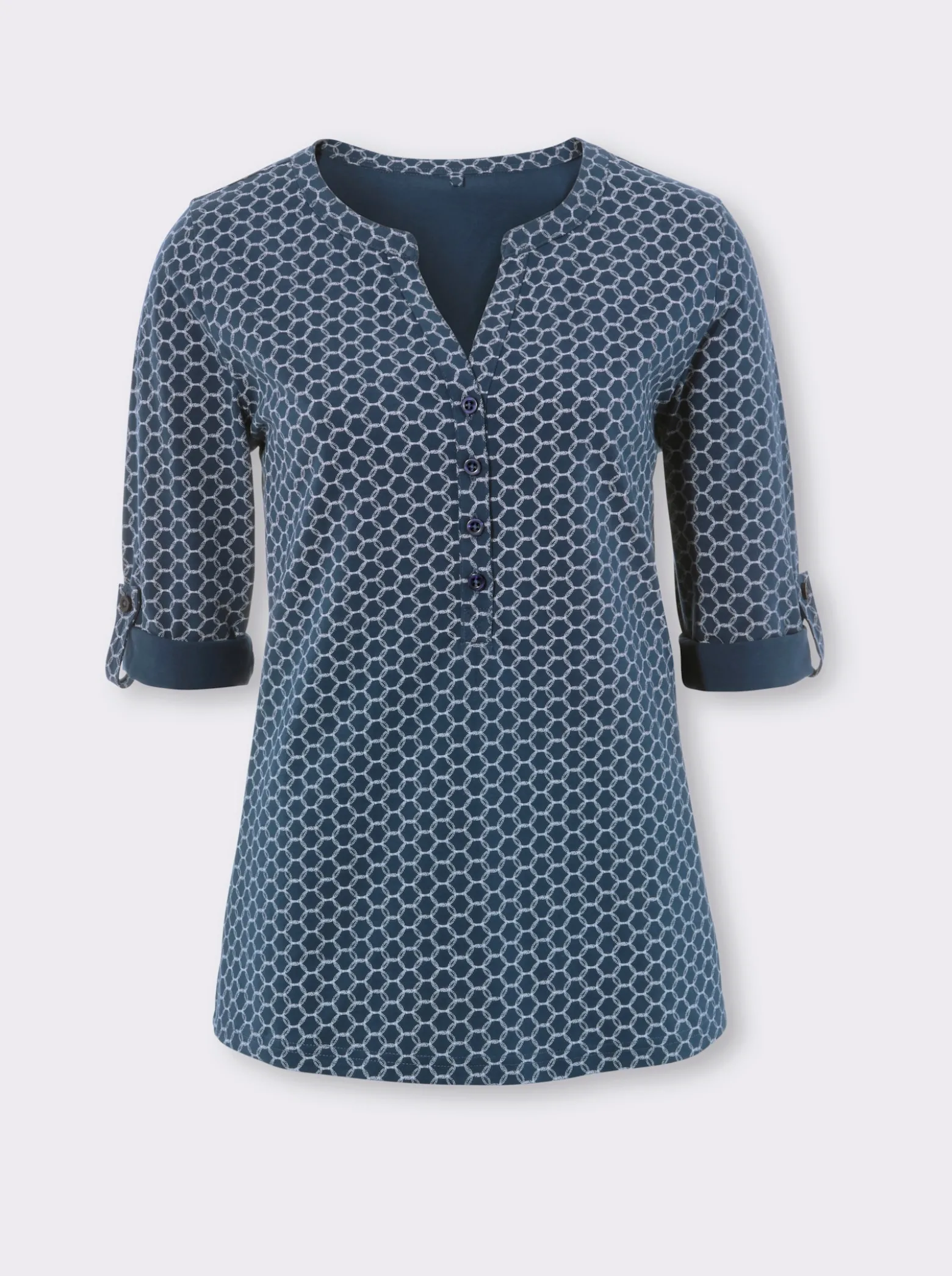 3/4-Arm-Shirt mit krempelbaren Ärmeln