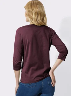 3/4-Arm-Shirt mit kurzer Knopfleiste