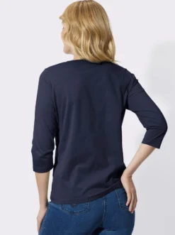 3/4-Arm-Shirt mit kurzer Knopfleiste