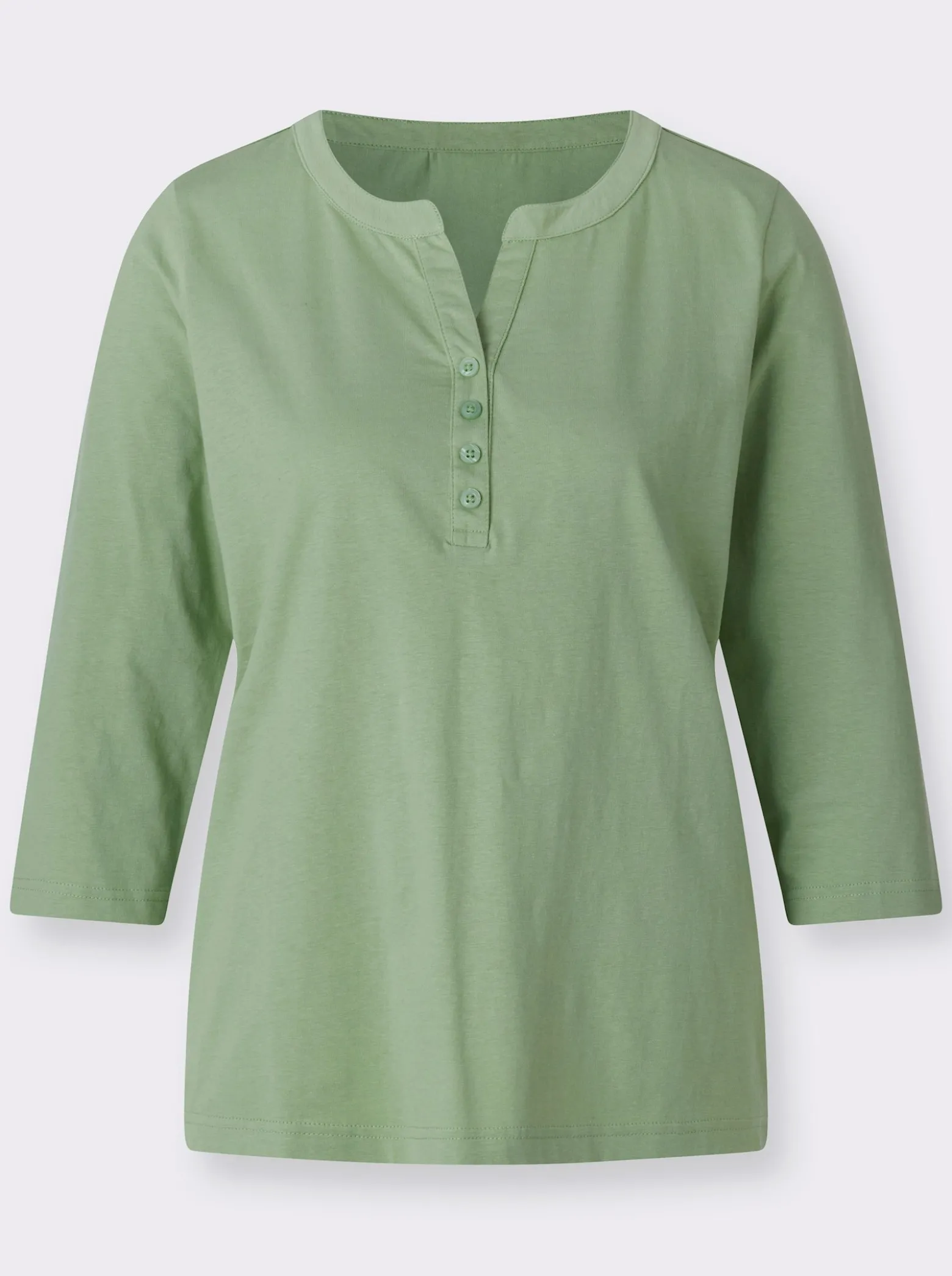 3/4-Arm-Shirt mit kurzer Knopfleiste