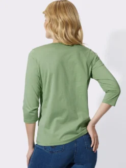 3/4-Arm-Shirt mit kurzer Knopfleiste