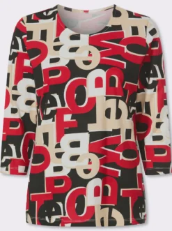 3/4-Arm-Shirt mit Lettering-Druck