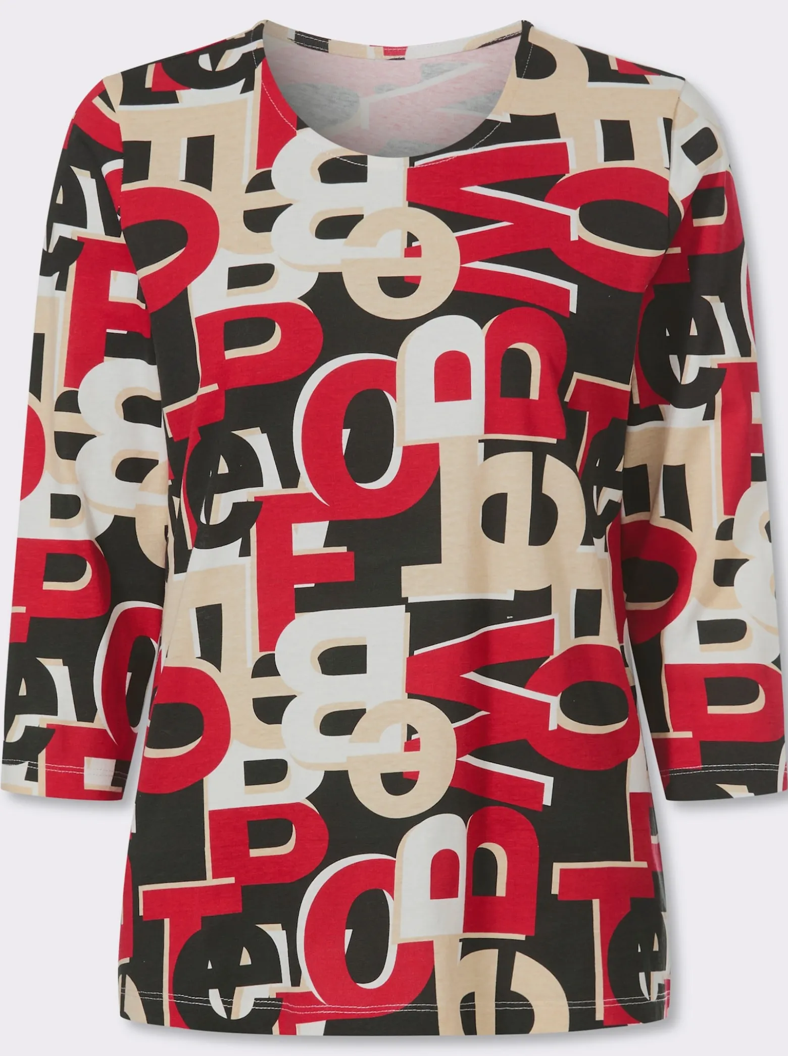 3/4-Arm-Shirt mit Lettering-Druck