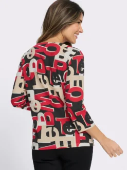 3/4-Arm-Shirt mit Lettering-Druck
