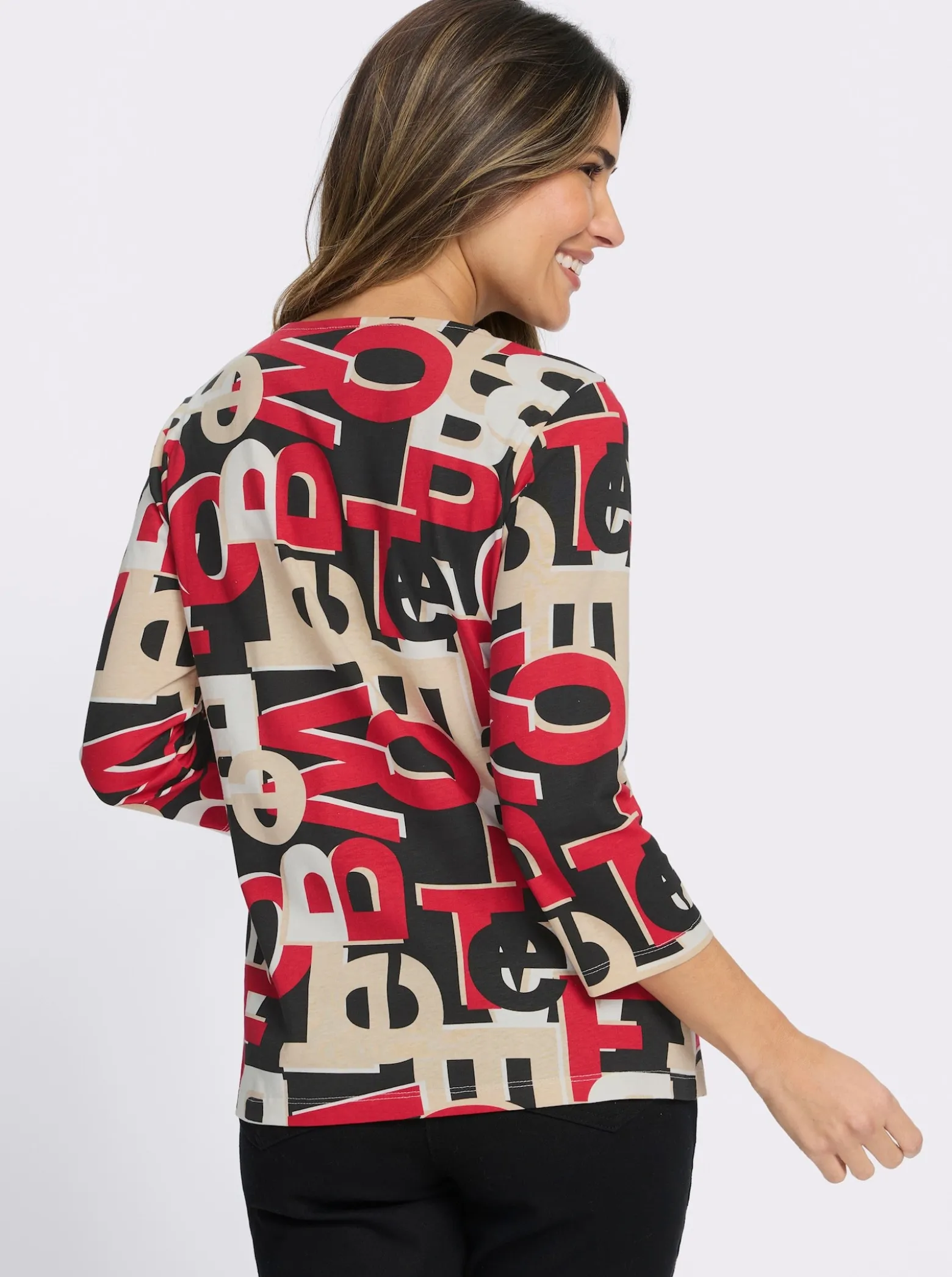 3/4-Arm-Shirt mit Lettering-Druck