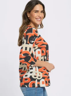 3/4-Arm-Shirt mit Lettering-Druck