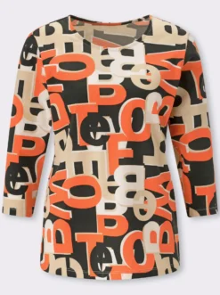 3/4-Arm-Shirt mit Lettering-Druck
