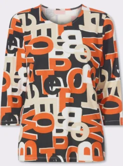 3/4-Arm-Shirt mit Lettering-Druck