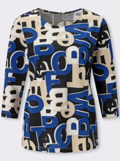 3/4-Arm-Shirt mit Lettering-Druck