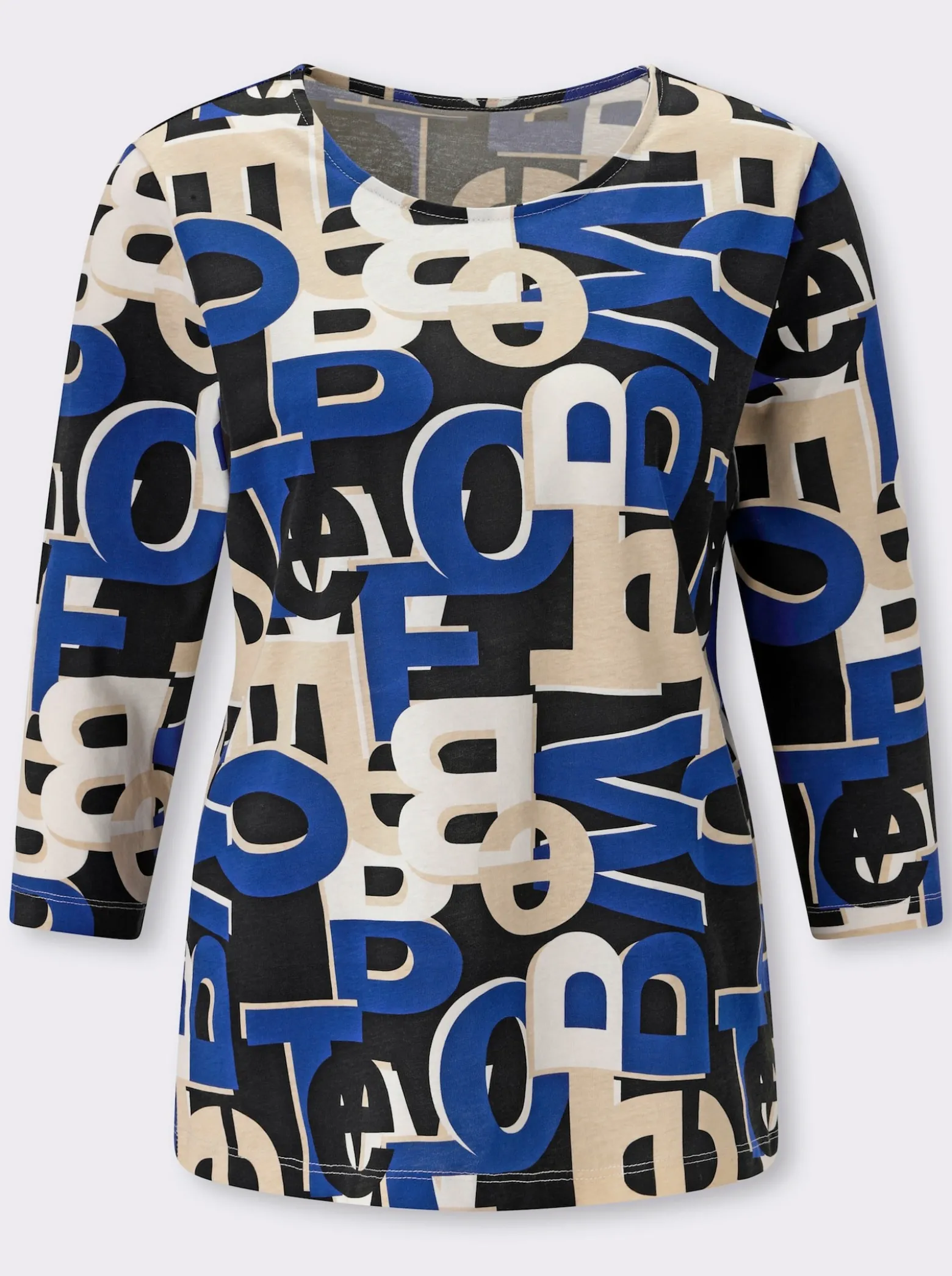 3/4-Arm-Shirt mit Lettering-Druck