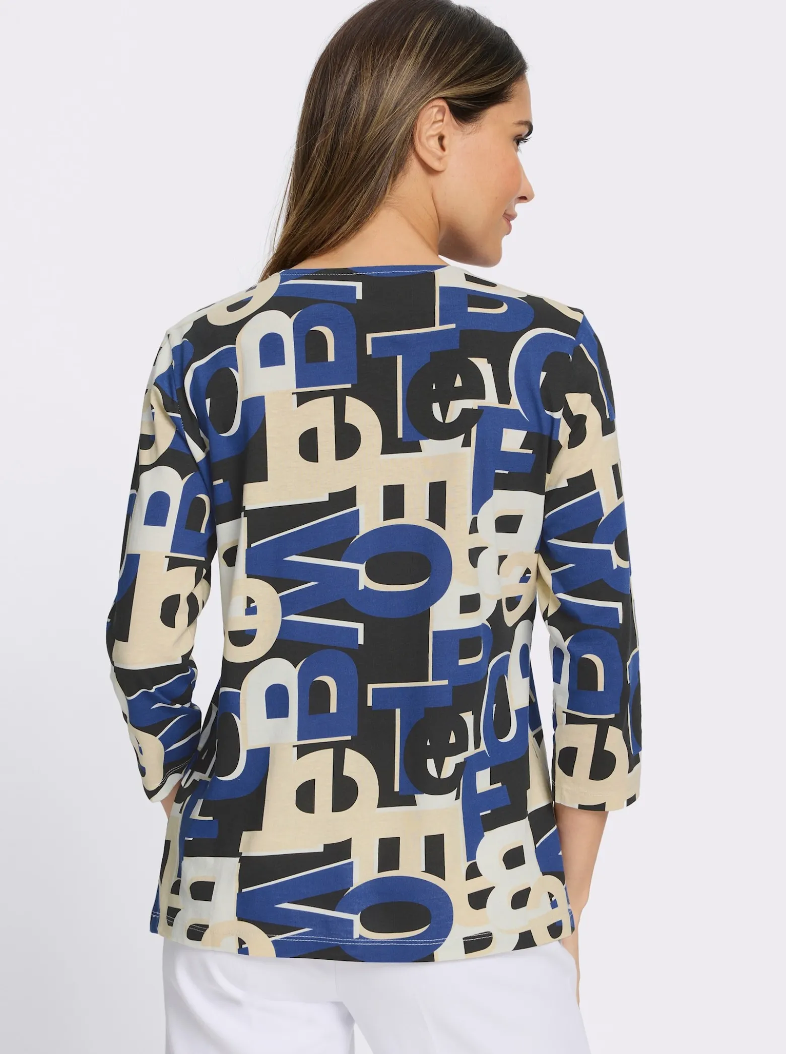 3/4-Arm-Shirt mit Lettering-Druck