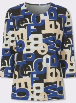 3/4-Arm-Shirt mit Lettering-Druck