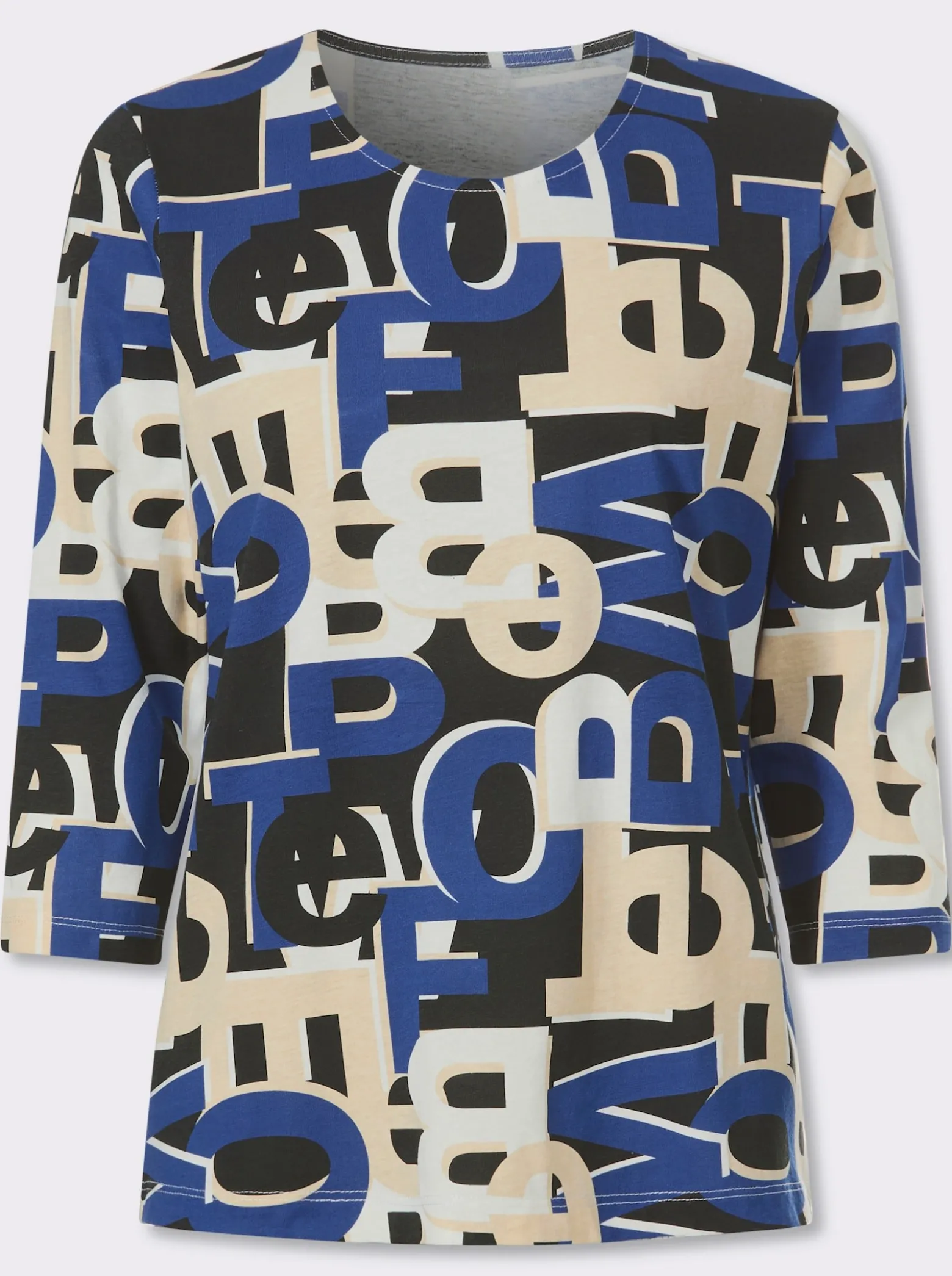 3/4-Arm-Shirt mit Lettering-Druck