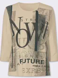 3/4-Arm-Shirt mit Lettering-Druck