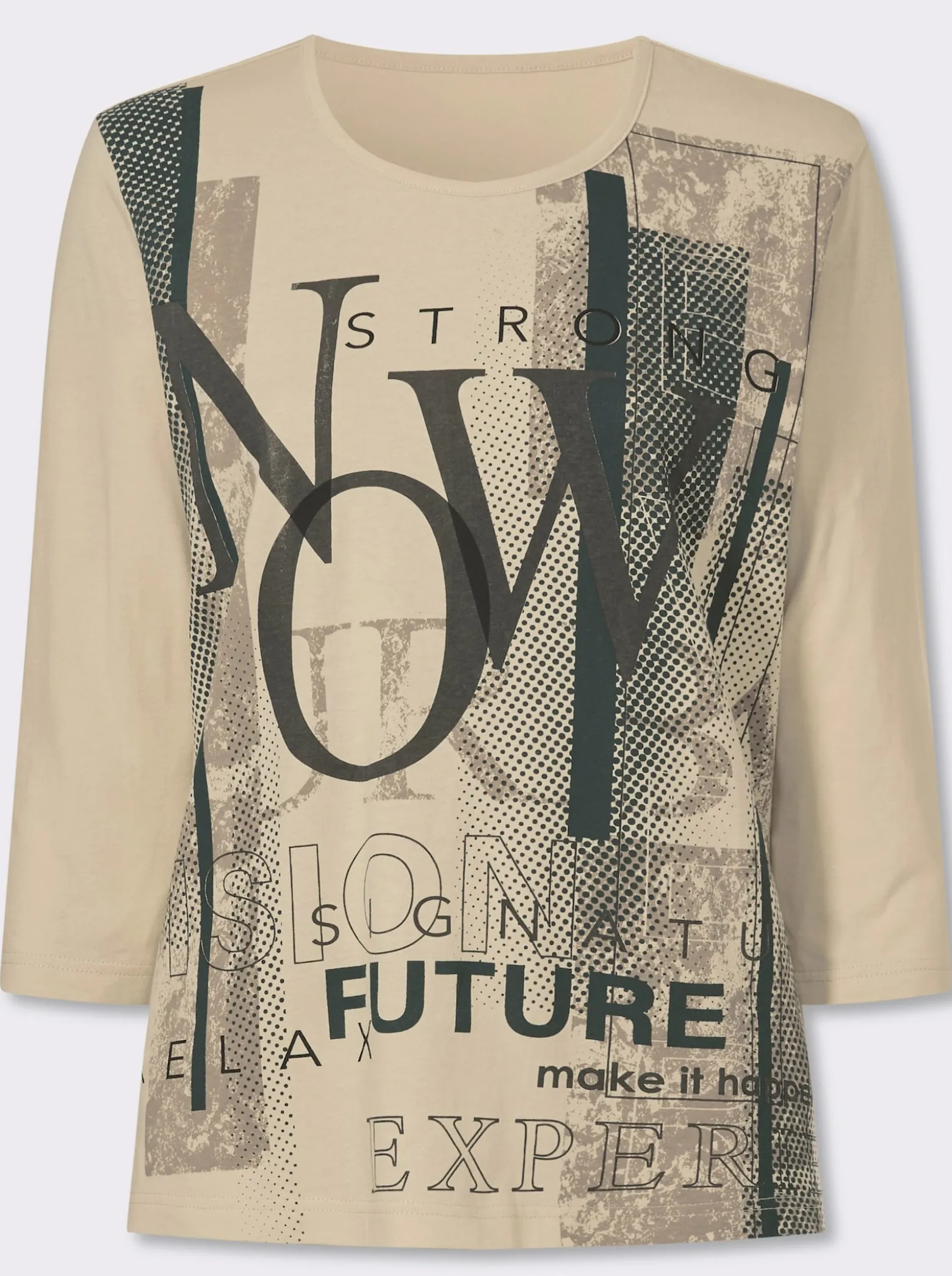 3/4-Arm-Shirt mit Lettering-Druck