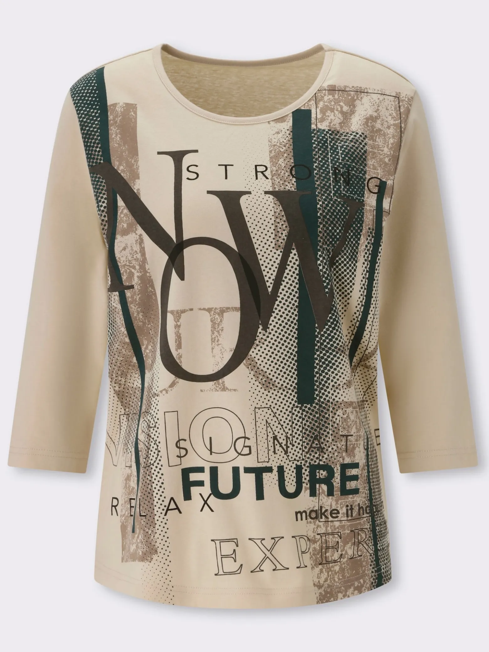 3/4-Arm-Shirt mit Lettering-Druck