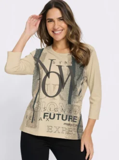 3/4-Arm-Shirt mit Lettering-Druck