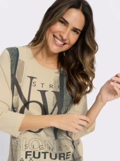 3/4-Arm-Shirt mit Lettering-Druck