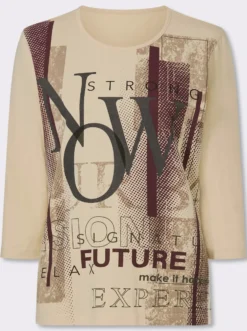 3/4-Arm-Shirt mit Lettering-Druck