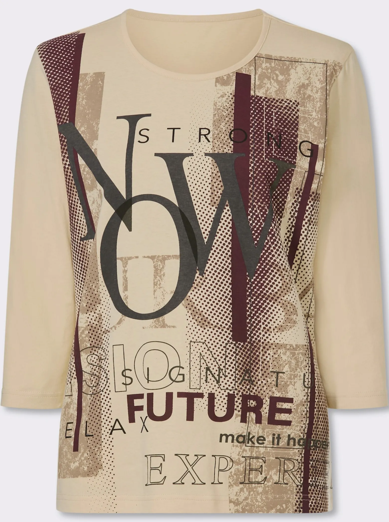 3/4-Arm-Shirt mit Lettering-Druck