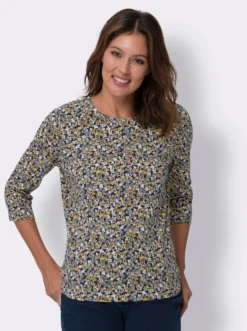 3/4-Arm-Shirt mit Millefleurs-Muster
